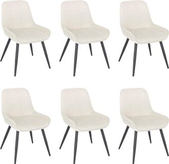 Woltu 6x Sillas De Comedor Silla Ergon&oacute;mica Con Respaldo Silla De Terciopelo En Estructura Metal Sillas Para Dormitorio Sal&oacute;n Comedor Y Cocina Crema - Woltu
