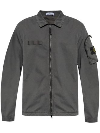 Stone Island Overhemd van stretch-katoen met Compass-logopatch - Grijs