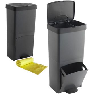 SP Berner Cubo De Basura 70l De 2 Compartimentos Con 20 Bolsas De Basura Adaptadas De 30l