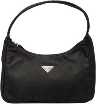 Prada Pre-owned Shoulder Bags, female, Black, Size: ONE SIZE Pre-owned Nylon Shoulder Bag