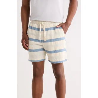 Lucky Brand Dobby Stripe Drawstring Shorts in Blue Multi Stripe at Nordstrom Rack, Size Xx-Large