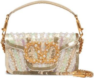 Valentino Garavani Small Loc&ograve; Jewel VLOGO Embellished Shoulder Bag in Multicolor/burro/cream at Nordstrom