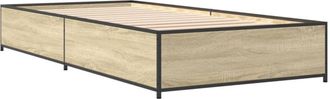vidaXL Estructura cama madera ingeniería metal roble Sonoma 75x190 cm Vidaxl
