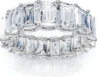 Pompeii3 9Ct Emerald Cut Diamond U Prong Eternity Ring 14k Gold or Platinum Lab Grown