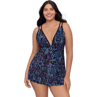 Trimshaper Tracey Adjustable Side-Tie Coverage Swimdress in Mystic Skin at Nordstrom, Size 24W