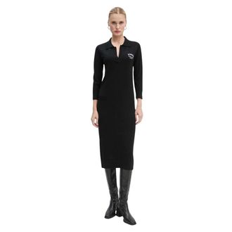 Iceberg Gebreide Jurk - Dames - Kleedjes - Zwart - XS - Wol - Kleedjes