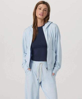 Vuori Clothing Halo Modern Full Zip Hoodie In Soft Sky Heather