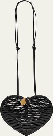 Alaia Le Coeur Crossbody Bag in Fishnet Leather