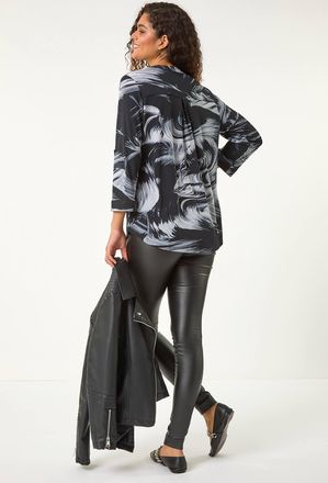 Roman Stretch Brushed Print Blouse