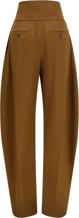 Ferragamo Womens Wide Balloon-Fit Zip Pants Breen Trousers
