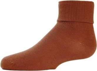 MeMoi Ribbed Triple-Roll-Cuff Ankle Sock in Bombay Brown at Nordstrom, Size 6-12M