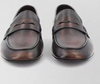 Dries Van Noten leather penny strap loafer round toe