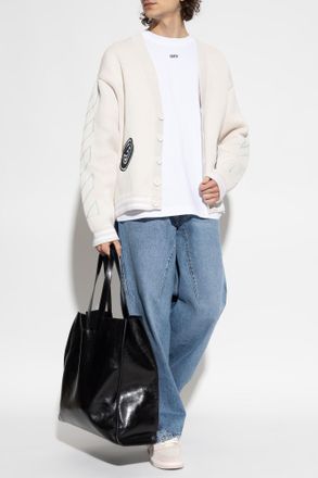 Off-white Jeans With Logo, Mens, Blue
