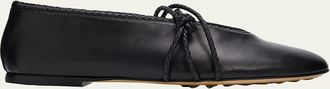 Bottega Veneta Lucia Lagoon Nappa Leather Ballerina Flats
