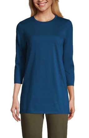 Lands End 3/4 Sleeve Cotton Supima Tunic in Baltic Teal at Nordstrom, Size X-Small P