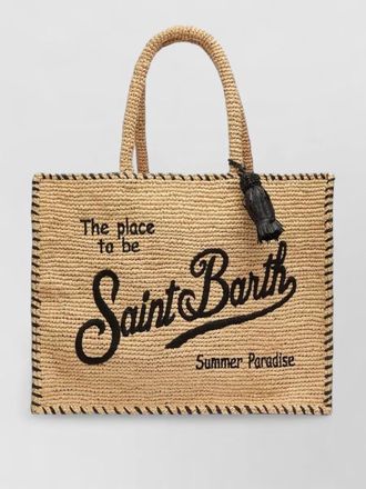 MC2 Saint Barth colette raffia beach bag embroidered logo