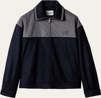 Miu Miu Brushed Wool-Cashmere Zip Jacket