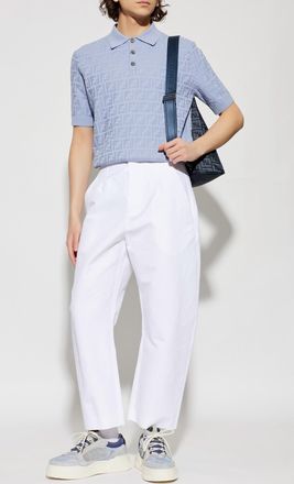 Fendi Polo With Monogram, Mens, Blue