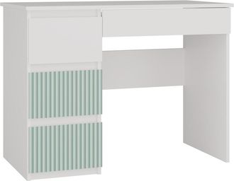 Topeshop Meso - Escritorio/dormitorio Infantil De Estilo Moderno - 98x51x76 Cm - 4 Cajones A La Izquierda - Blanco Y Verde