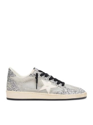 Golden Goose BALL-STAR SUEDE SNEAKERS WITH GLITTER INSERTS - Golden Goose Deluxe Brand - Woman