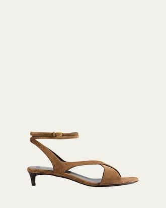 Khaite Liria Suede Ankle-Strap Sandals