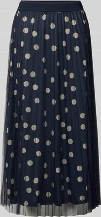 s.Oliver Black Label Leicht ausgestellter Midi-Rock mit Polka Dots in Marine, Gr&ouml;&szlig;e 34