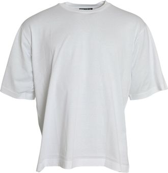 Dolce & Gabbana White Cotton Short Sleeves Crewneck Mens T-shirt