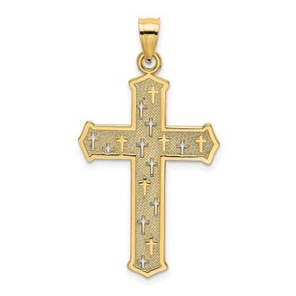 Diamond2Deal 14k Yellow Gold Arrow Tip Cross with Cross Accents Charm Pendant