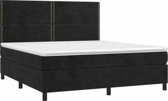 vidaXL Vidaxl - Cama Box Spring Colch&oacute;n Y Led Terciopelo Negro 160x200 Cm