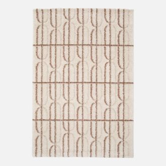 Sweeek Alfombra Interior Con Dise&ntilde;o Gr&aacute;fico En Crema, Rosa Y Marr&oacute;n