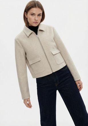 Only Kurzjacke ONLY ONLVELA ZIP SHORT JACKET OTW, Damen, Gr. XS, pumice stone detail:melange, Web, Obermaterial: 92% Polyester, 8% Viskose, meliert, h&uuml;ftla