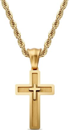 Edforce Mens Double Cross Pendant Necklace in Gold at Nordstrom Rack
