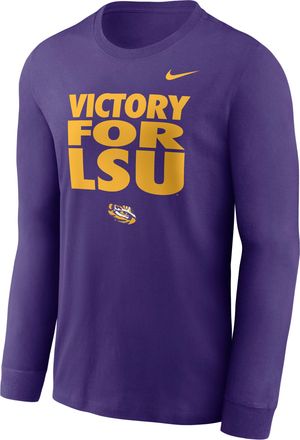 Nike LSU Sideline Slogan Nike Mens Dri-FIT College Long-Sleeve T-Shirt in Purple | 02EW51LLSN-H2B