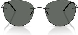 Armani 53mm Round Sunglasses in Matte Black /Dark Grey at Nordstrom