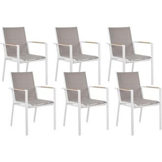 Beliani Conjunto De 6 Sillas De Jard&iacute;n De Aluminio Material Sint&eacute;tico Gris Busseto