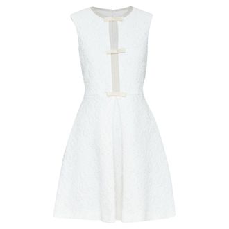 Giambattista Valli white flora boucle silk bow fit flare mini dress IT40 XS