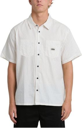 Billabong Bad Dog Stripe Short Sleeve Button-Up Shirt in Off White at Nordstrom, Size Xx-Large