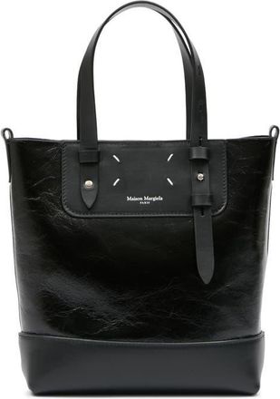 Maison Margiela Mini Leather North/South Tote in Black/Black at Nordstrom