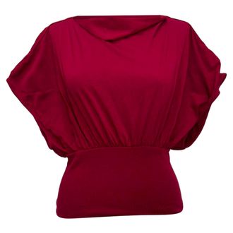 Rick Owens Boat Neck Short Sleeve Blouse in Pink Cotton