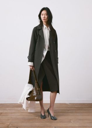 Mango Trench lungo doppiopetto cioccolato - Donna - XXS - MANGO