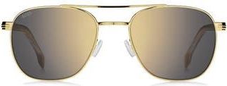 BOSS 56mm Rectangular Sunglasses in Gold Brown/Grey Bronze at Nordstrom Rack