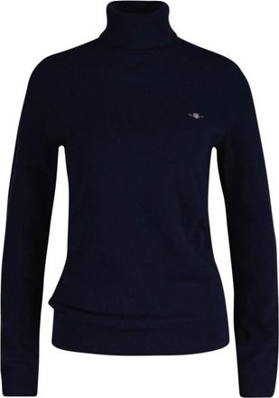 GANT Blauwe Lamswol Rollneck Trui - Dames - Coltruien - Blauw - XL - Wol - Truien & Vesten