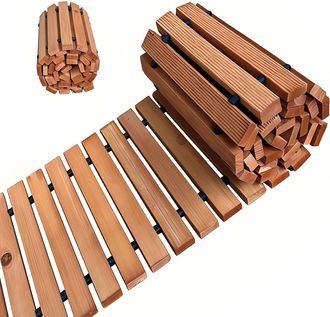 Relaxdays Relaxdays Camino Enrollable De Madera Antideslizante Para Jard&iacute;n, C&eacute;sped, Piscina Y Playa, 2x245x43 Cm, Natural
