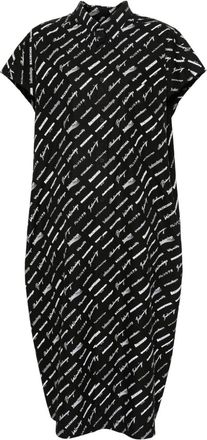 Balenciaga logo-print shirt dress - women - Cotton - 34 - Black
