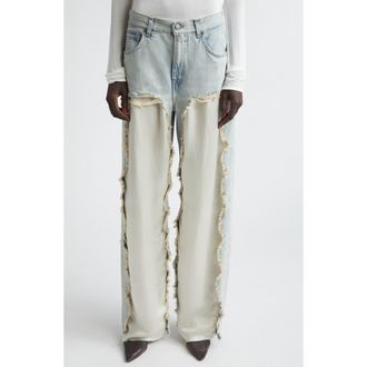 Haikure Bonnie Destroyed Wide Leg Jeans in Dusty Blue at Nordstrom, Size 30