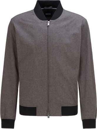 HUGO BOSS Mens Zip Neck Bomber Collar Long Sleeve Sweatshirt in Medium Grey - Size 38 (Chest)