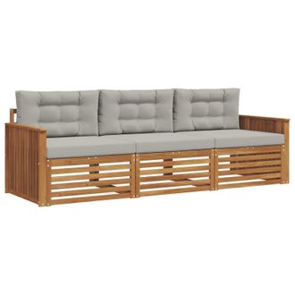 vidaXL Conjunto De Sof&aacute;s De Exterior 3 Pcs Gris Natural Y Claro Vidaxl