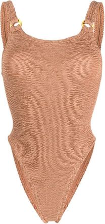 Hunza G Domino swimsuit - women - Spandex/Elastane/Polyester - One Size - Brown