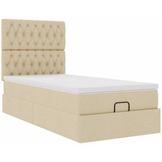 vidaXL Cama Otomana Con Colch&oacute;n Crema 90x200 Cm Tela Vidaxl