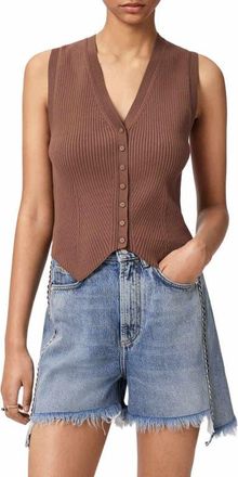 AllSaints Cruz Rib Vest in Penny Brown at Nordstrom, Size X-Small